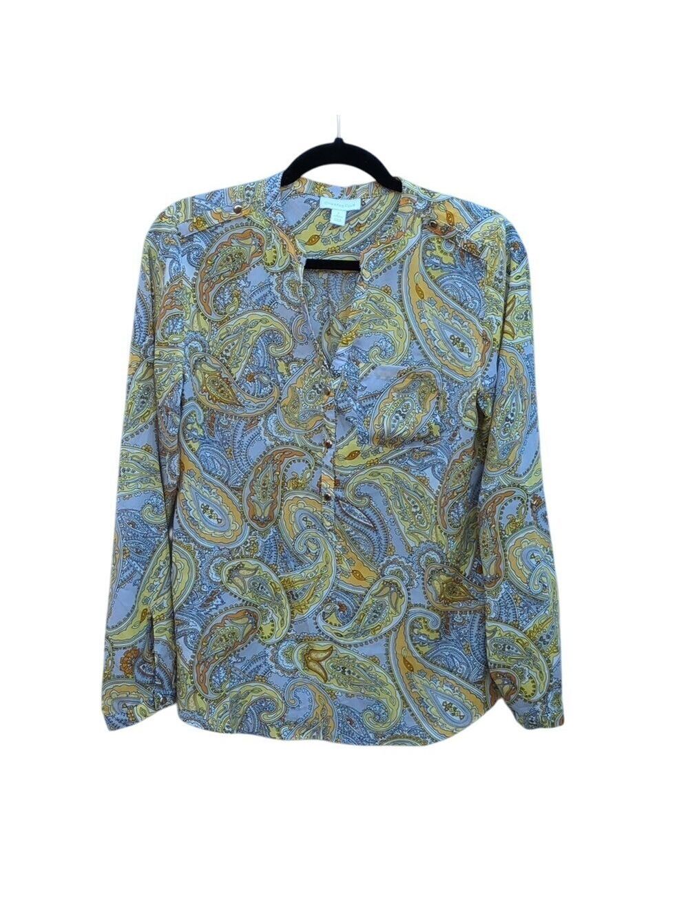 Charter Club Womens Paisley Print Button Down Blouse Top Size S